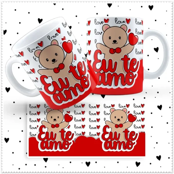 Decore sua Caneca: Tema Ursinho Love para Dia dos Namorados - Imagem 8