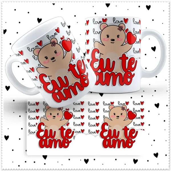 Decore sua Caneca: Tema Ursinho Love para Dia dos Namorados - Imagem 5