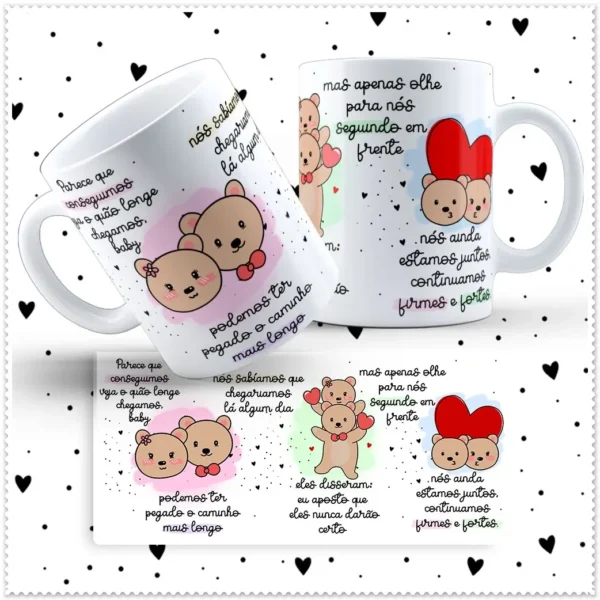 Decore sua Caneca: Tema Ursinho Love para Dia dos Namorados