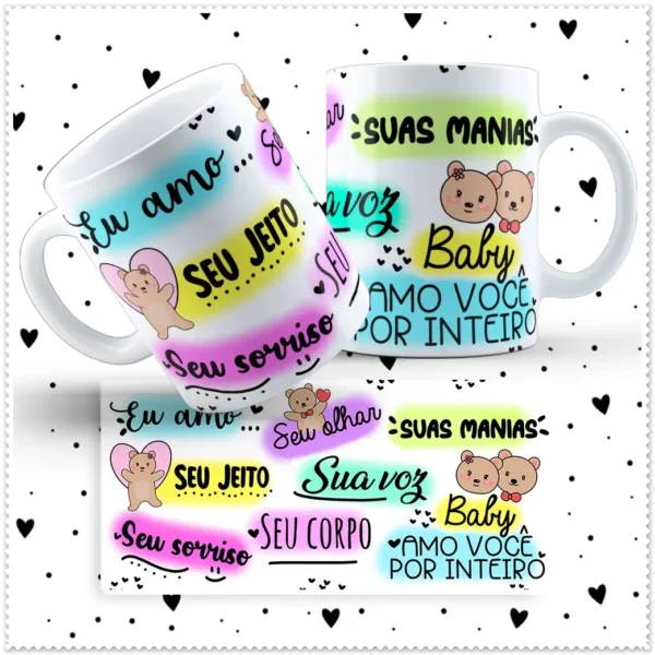 Decore sua Caneca: Tema Ursinho Love para Dia dos Namorados - Imagem 10
