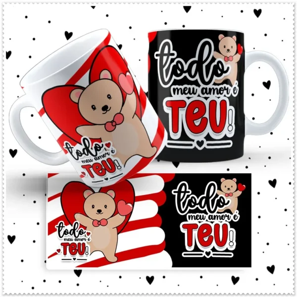 Decore sua Caneca: Tema Ursinho Love para Dia dos Namorados - Imagem 9
