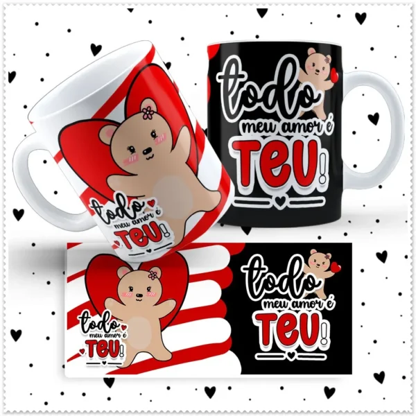 Decore sua Caneca: Tema Ursinho Love para Dia dos Namorados - Imagem 7