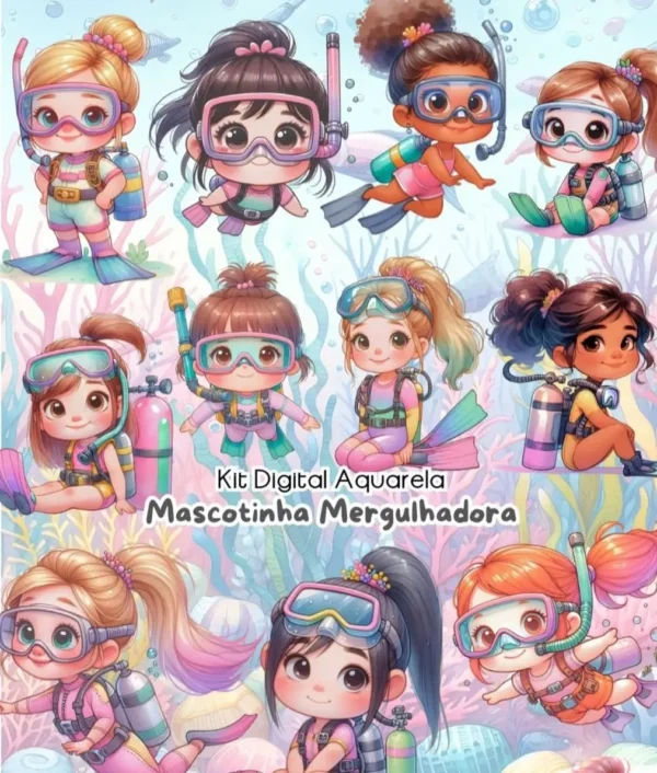 Kit Personalizado de Mergulho: Arte em PNG para Sublimação