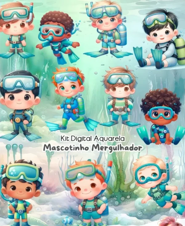 Kit Personalizado de Mergulho: Arte em PNG para Sublimação - Imagem 2