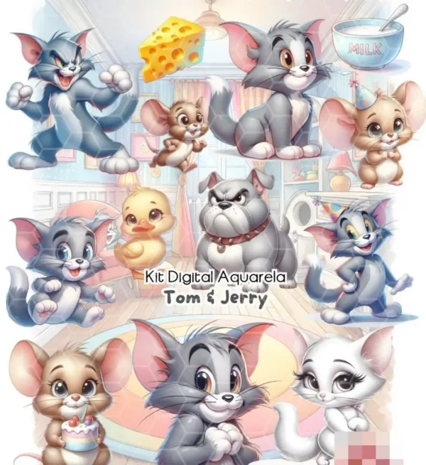 Arquivos PNG Tom e Jerry Aquarela para Personalizados