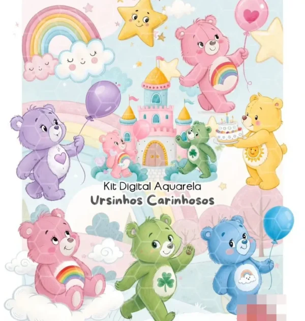 Download Kit Ursinhos Carinhosos Aquarela para Criações