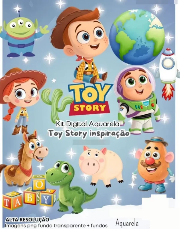 Toy Story Aquarela: Kit PNG para Decoração Temática