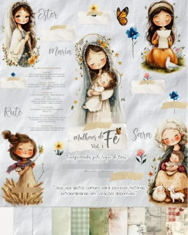 Kit Digital Temático Mulheres de Fé para Personalizados