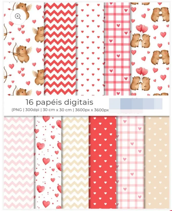 Kit PNG Capivara Apaixonada - Decoração Romântica Dia dos Namorados - Imagem 3