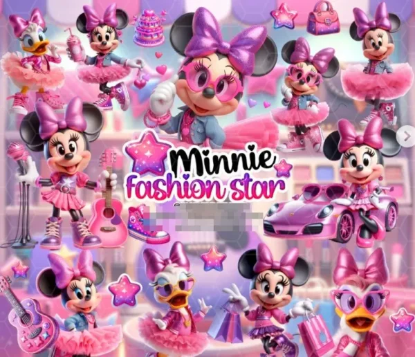 Arte Digital de Minnie Moda Estrela para Personalização