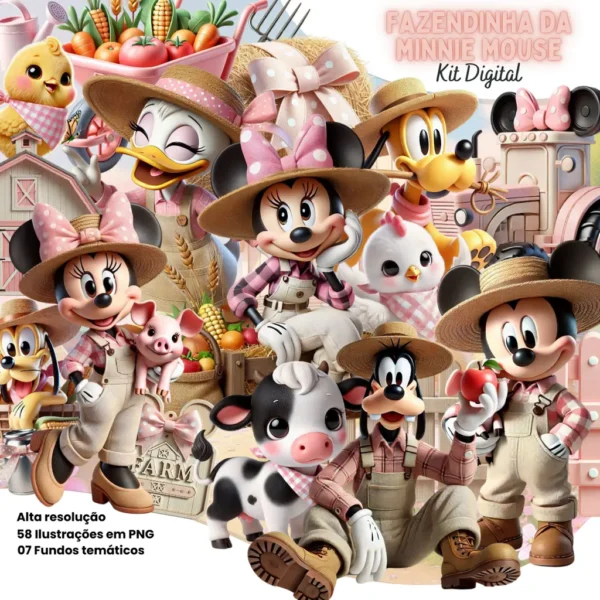 Pacote PNG Minnie Rosa Fazendinha Ideal para Personalizados