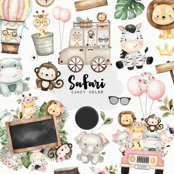 Tema Safari em Aquarela - Kit Digital Multifuncional - Imagem 3