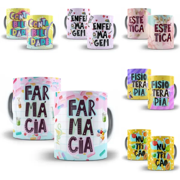 Pack Artes Caneca Profissões Nutrição Farmácia Psicologia - Imagem 3