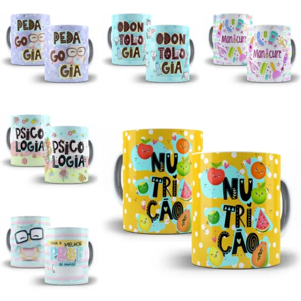 Pack Artes Caneca Profissões Nutrição Farmácia Psicologia - Imagem 4