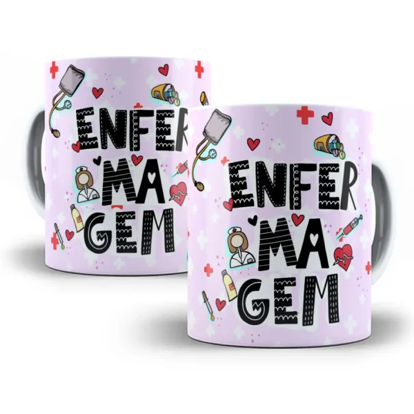 Arte Caneca Enfermagem Estilo Cartoon Profissão