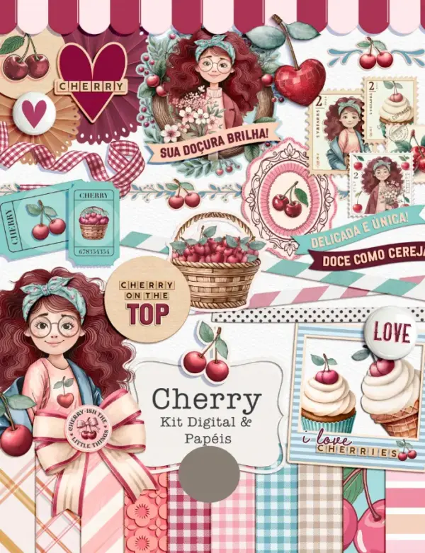 Coleção Cherry: Kit Digital em PNG para Personalizados