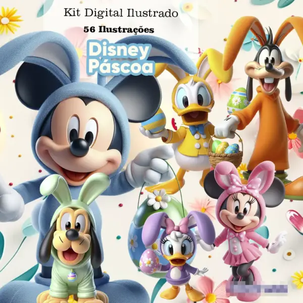 Conjunto Exclusivo Disney de Páscoa em Formato PNG