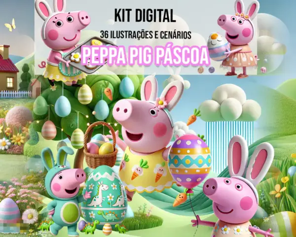 Artes de Páscoa Peppa Pig em PNG para Produtos Personalizados