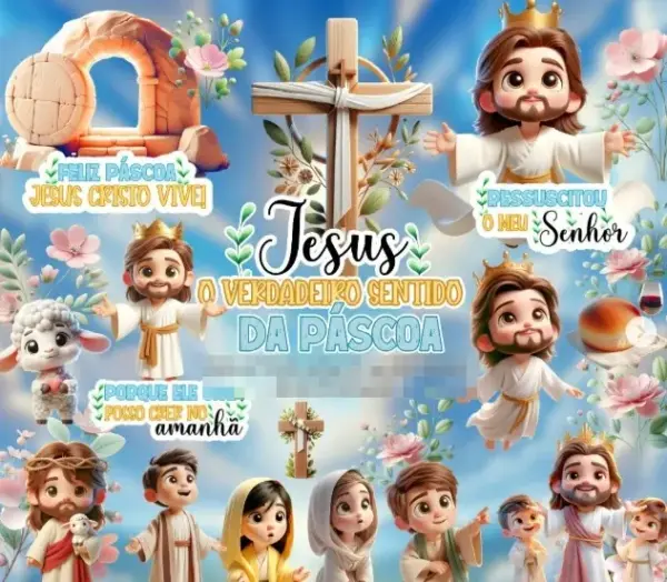 Kit Páscoa PNG 3D Cristão para Encadernação Criativa