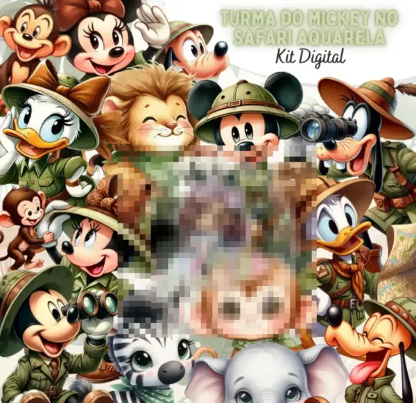 Kit Digital PNG Turma do Mickey Safari Projetos Criativos