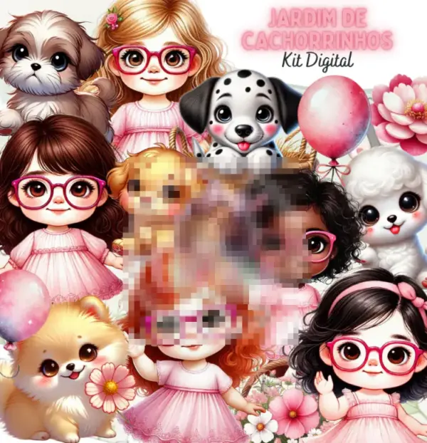 Arquivos Digitais Cachorrinhos 3D Jardim PNG Encadernação