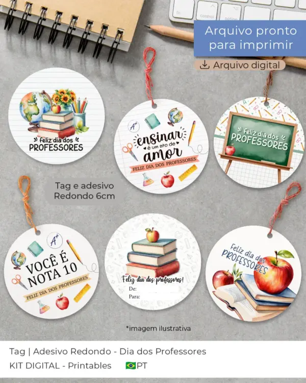Tag Redonda 6cm para Presentes Educativos Personalizados - Imagem 3
