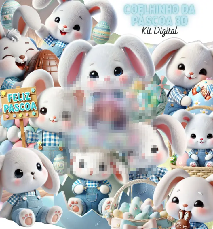Arquivo Digital Coelhinha da Páscoa 3D Azul 1 Arquivo Digital Coelhinha da Páscoa 3D Azul