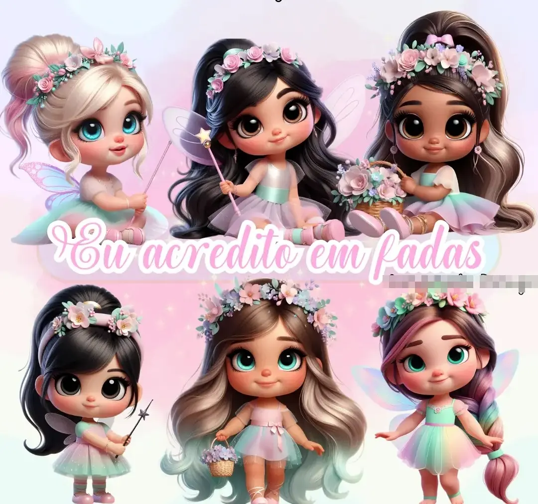 Kit Criativo Fadinhas PNG para Encadernacao e Lembrancinhas 1 Kit Criativo Fadinhas PNG para Encadernacao e Lembrancinhas