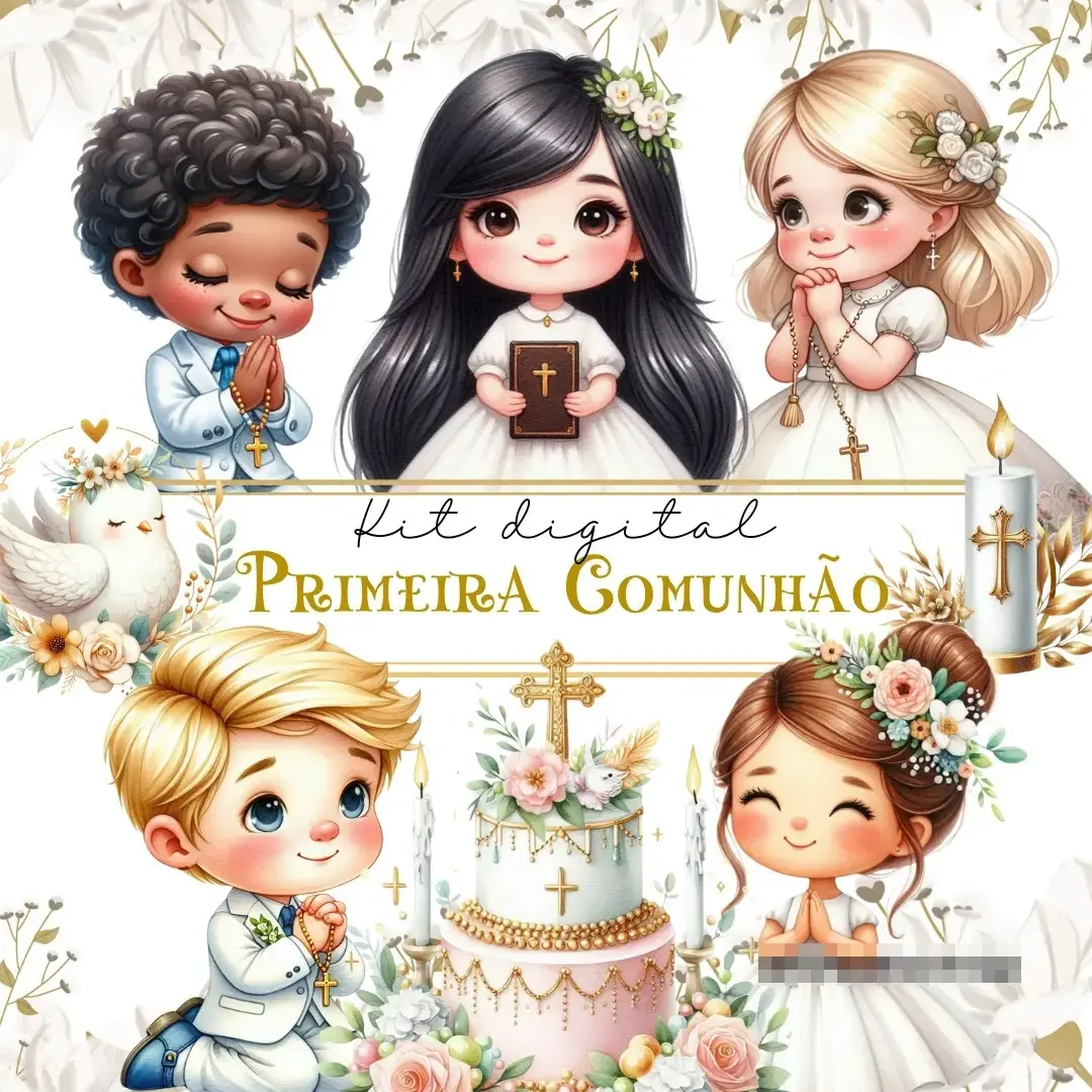 Kit Completo Primeira Comunhao PNG para Artesanato Digital 1 Kit Completo Primeira Comunhao PNG para Artesanato Digital