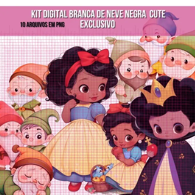 Arquivos PNG Princesas Negras Branca de Neve e Bela Fera 1 Arquivos PNG Princesas Negras Branca de Neve e Bela Fera