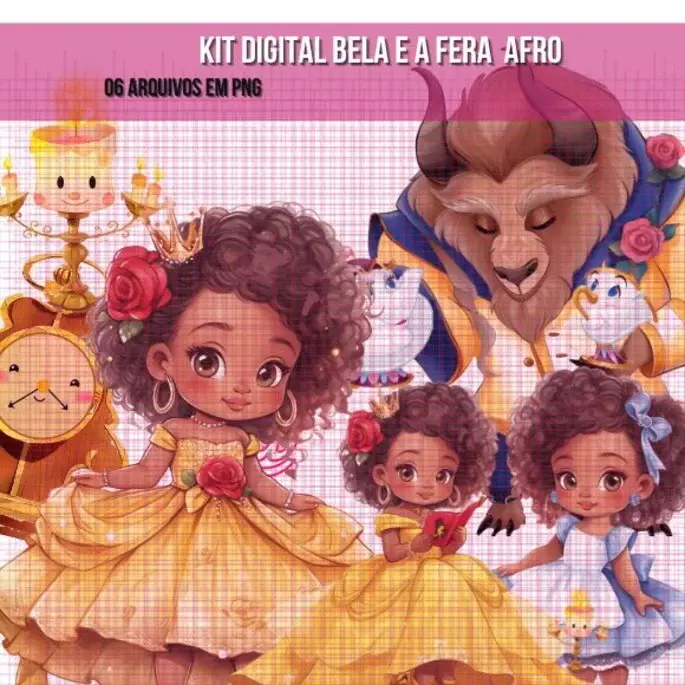 Arquivos PNG Princesas Negras Branca de Neve e Bela Fera 2 Arquivos PNG Princesas Negras Branca de Neve e Bela Fera - Imagem 2