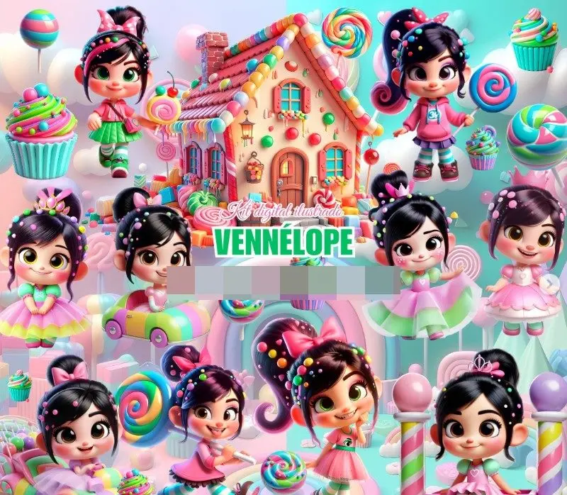 Kit Vanellope PNG para Sublimacao e Personalizados Criativos 1 Kit Vanellope PNG para Sublimacao e Personalizados Criativos