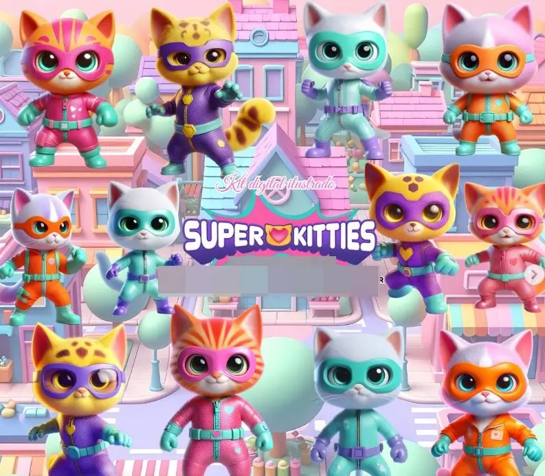 Kit Super Kitties PNG Gatos Fofos para Sublimacao e Criacoes 1 Kit Super Kitties PNG Gatos Fofos para Sublimacao e Criacoes
