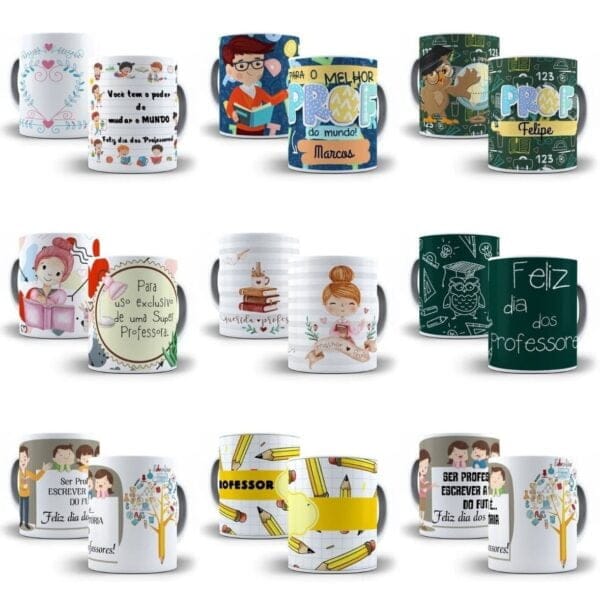 45 Artes Caneca Dia Dos Professores Arquivos Editaveis + Png