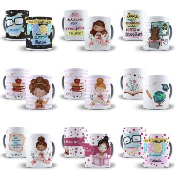 45 Artes Caneca Dia Dos Professores Arquivos Editaveis + Png
