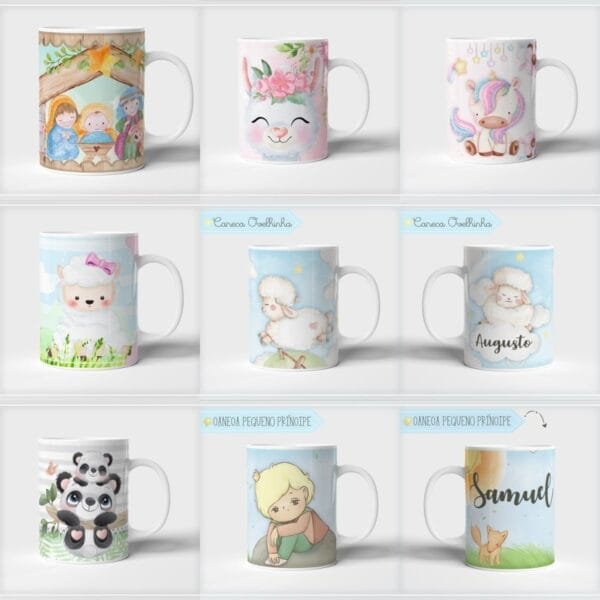 49 Artes Canecas Infantil Criança Bebê Fofo Delicada Cute