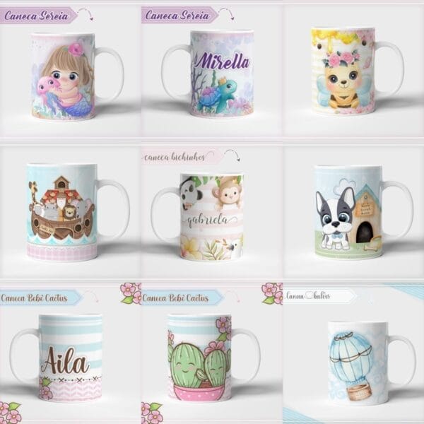 49 Artes Canecas Infantil Criança Bebê Fofo Delicada Cute