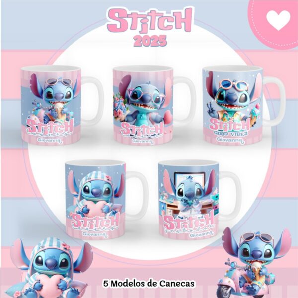 5 Artes Canecas Stitch Png e pdf