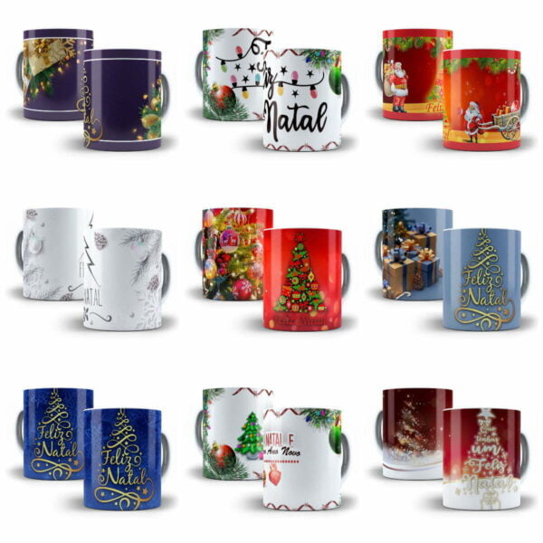 60 Artes Estampas Caneca Natal Tema Natalino Sublimação JPG - Imagem 5