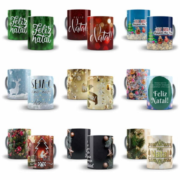 60 Artes Estampas Caneca Natal Tema Natalino Sublimação JPG - Imagem 3