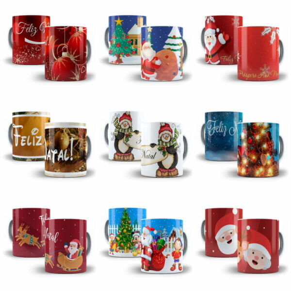60 Artes Estampas Caneca Natal Tema Natalino Sublimação JPG - Imagem 2