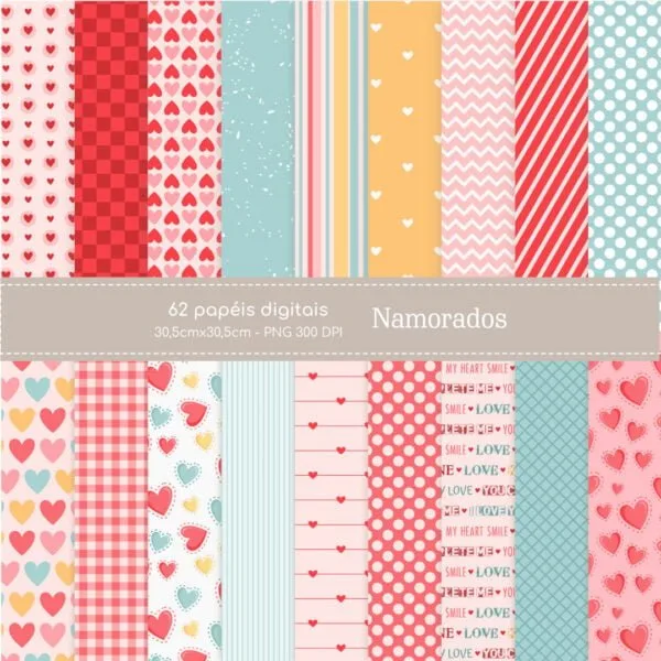 62 Fundos Digitais Dia Dos Namorados Scrapbook Papelaria 2