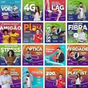 70 Artes Mídias Sociais Provedor De Internet 4 Editável Psd