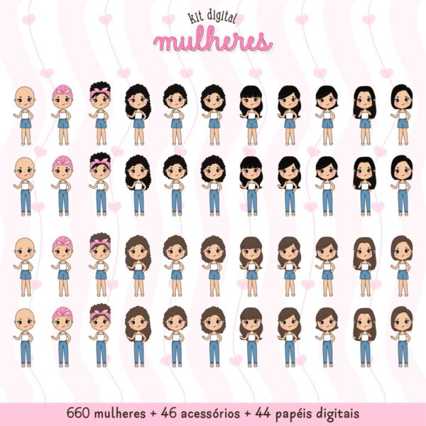 750 Ilustracoes Femininas Diversidade E Estilo Em Png 4