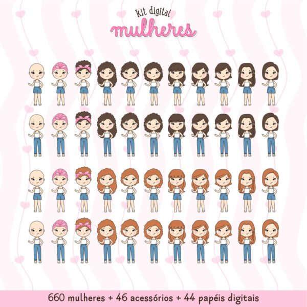 750 Ilustracoes Femininas Diversidade E Estilo Em Png 5