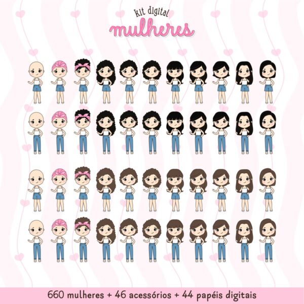 750 Ilustracoes Femininas Diversidade E Estilo Em Png 7