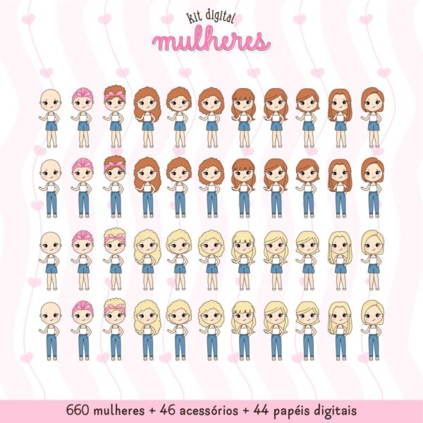 750 Ilustracoes Femininas Diversidade E Estilo Em Png 8