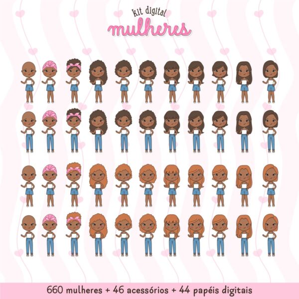 750 Ilustracoes Femininas Diversidade E Estilo Em Png 9