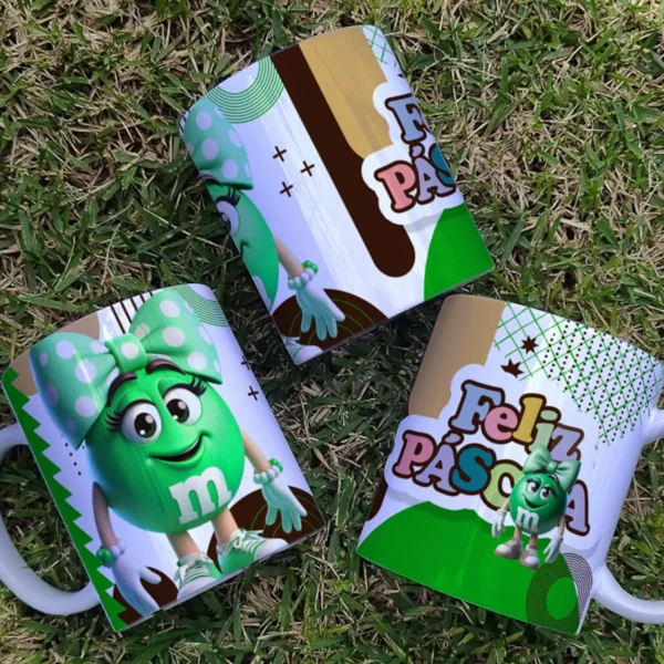 9 Arquivos JPG de Canecas Páscoa M&Ms 3D
