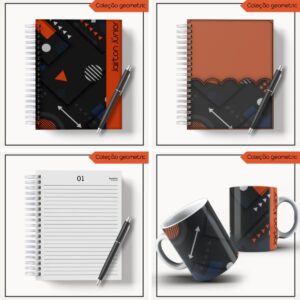 Agenda 2023 Masculina Geométrico Laranja - Arquivo Digital